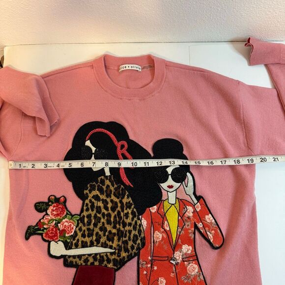 Alice + Olivia Gleeson Rose Appliqué Embellished Pullover Swetaer Size S RARE - Picture 12 of 12